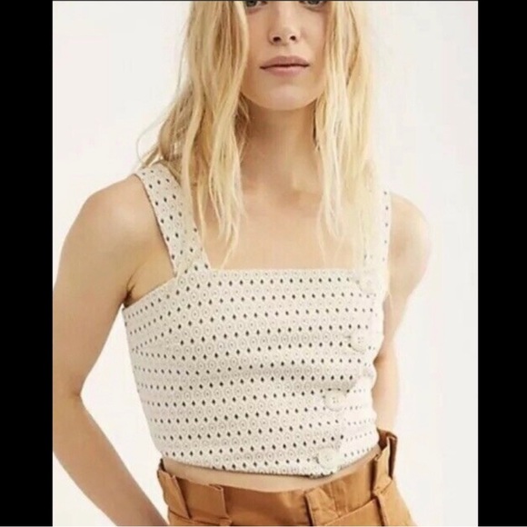 FREE PEOPLE This Is LOVE ❤️ Geo Crop Knit Top - Picture 1 of 10